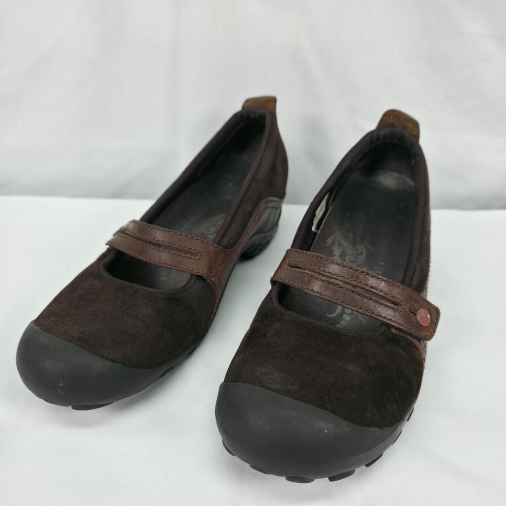Merrell Womens 9.5 Brown Suede Leather Mary Jane Comfort Walking Shoes Boho Y2K